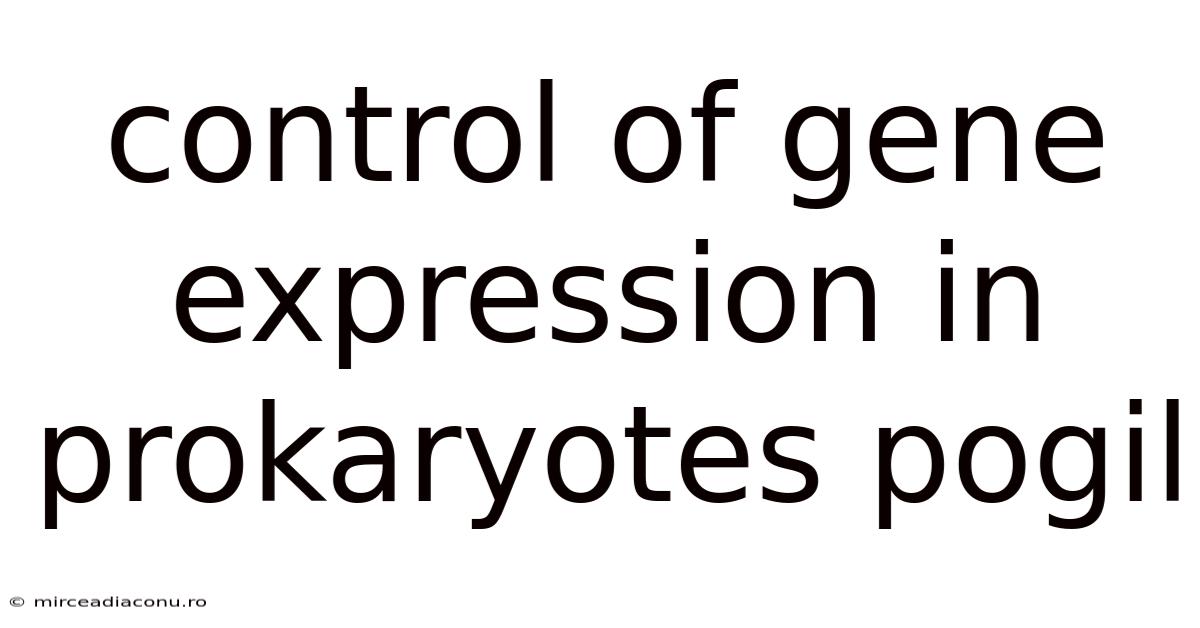 Control Of Gene Expression In Prokaryotes Pogil