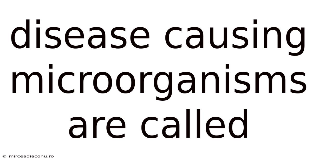 Disease Causing Microorganisms Are Called