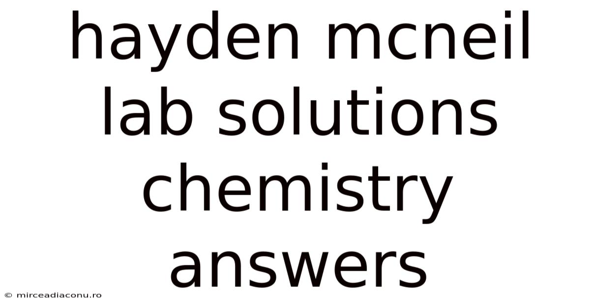 Hayden Mcneil Lab Solutions Chemistry Answers