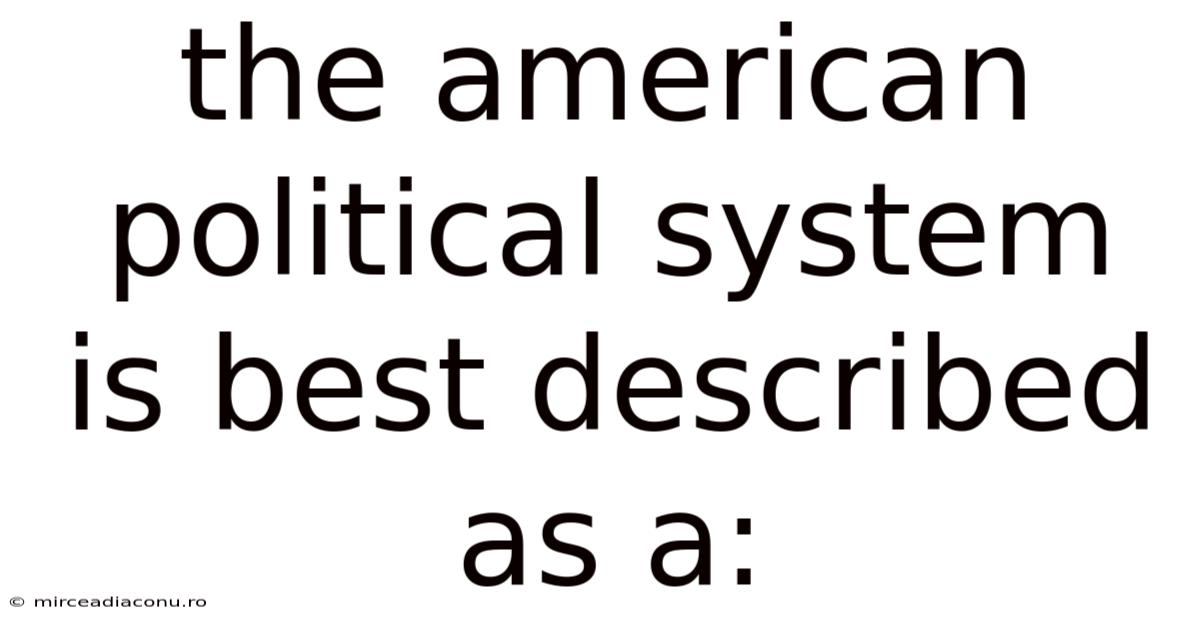 The American Political System Is Best Described As A: