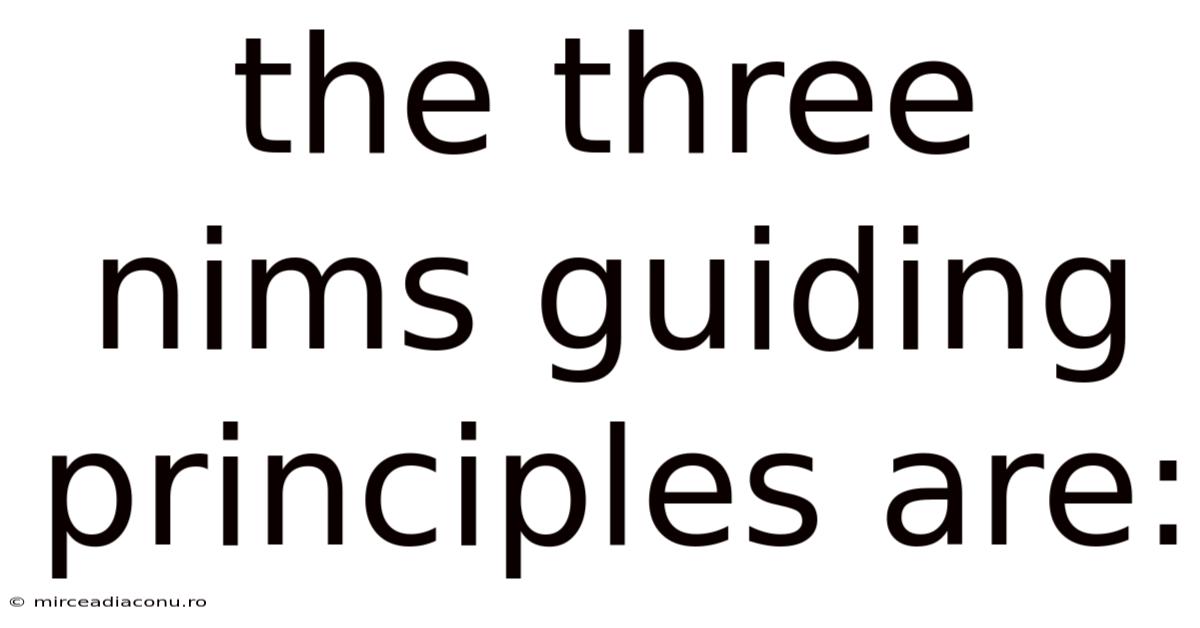The Three Nims Guiding Principles Are:
